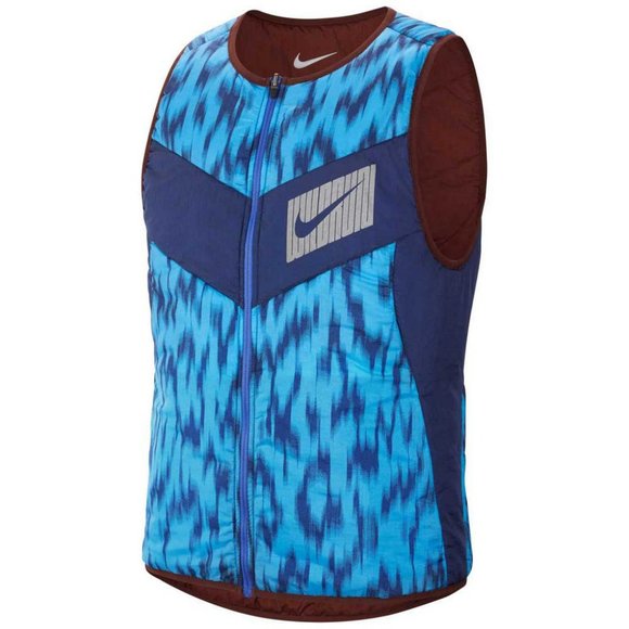Nike AeroLayer Wild Running Puffer Vest Red Blue CU6058-624 Jogging Reversible - Picture 4 of 12